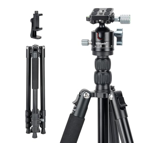 Treppiede per fotocamera 177.8 cm pieghevole alluminio leggero da viaggio con testa a sfera a 360° capacità di carico 10 kg per DSLR e telefono