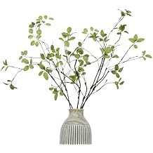DuHouse 24" 5Pcs Fake Greenery Stems Artificial Ficus Branches Fake Plants for Home Office Table Vase Filler DecorationGreen