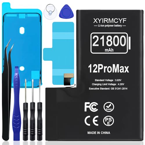 XYIRMCYF 21800mAh Super Capacity Battery Compatible with iPhone 12 Pro Max, 0 Cycle Li-Polymer Replacement Battery for iPhone 12 Pro Max, with Professional Repair Tool Kit