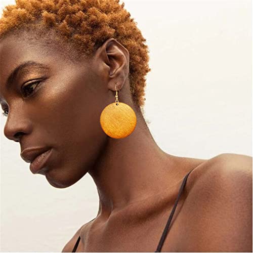 Onlyjump Big Round Circle Wood Drop Dangle Earrings Retro African Earrings Handmade Simple Geometric Bohemian Wooden Dangle Earrings For Women Girls (4 Pairs Colorful Wood) #TOP1