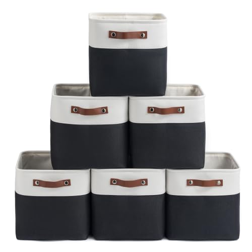 Patvingot Fabric Storage Cubes 11", 6 Pack, with PU Pull Handles,Foldable