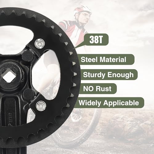 MEGHNA Singel Speed Kurbelgarnitur 38T Crankset 170mm Fahrrad Kurbelgarnitur ALU-Kurbeln Kettenradgarnitur MTB/Citybike/Stadtrad/Damenfahrrad/E Bike