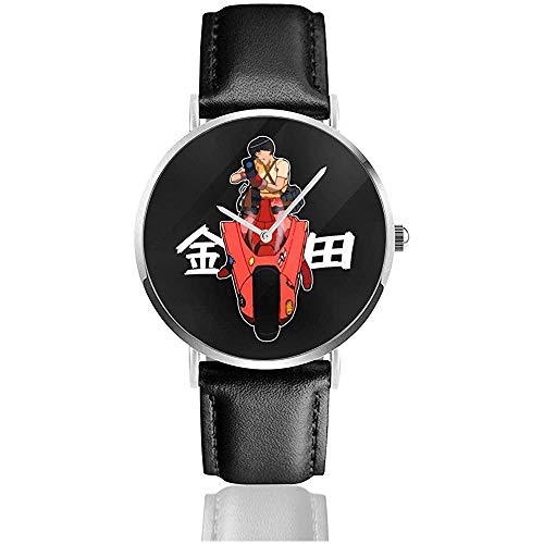 Unisex Akira Bike Shot Uhren Quarzlederuhr mit schwarzem Lederband