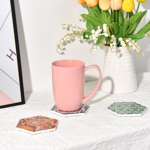 COYMOS 24 Pcs Ceramic Tiles for Crafts White Ceramic Coasters for Crafts with Cork Backing Pads Blank Unglazed Tiles for Painting Alcohol Ink Acrylic Pouring DIY Coaster Hexagon by COYMOS - Image 5