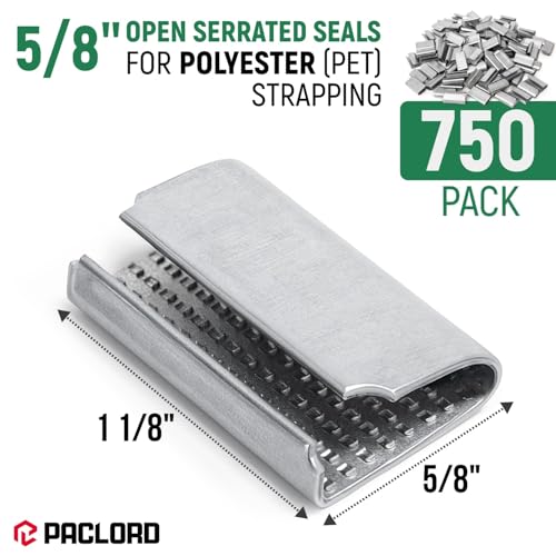 Open Serrated Seals for 5/8" PET Polyester Strapping, Pack of 750 by Paclord - Used condition - Image 2
