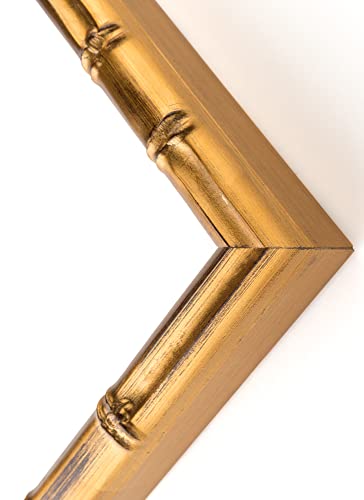 Poster Palooza 11X14 Frame Gold Bamboo Wood Picture Frame - Uv Acrylic, Foam Board Backing & Hanging Hardware Included #TOP1