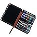 Large Capacity Fountain Pen Case PU Leather Coffee Color 48 Slots pen pouch bag