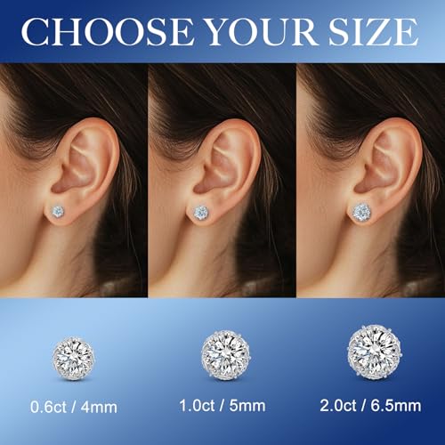 Moissanite Stud Earrings for Women Men Rose with Thorns Earrings 0.6ct/1ct/2ct D Color VVS1 Round Cut Earrings Hypoallergenic 925 Sterling Silver Jewelry Gifts3