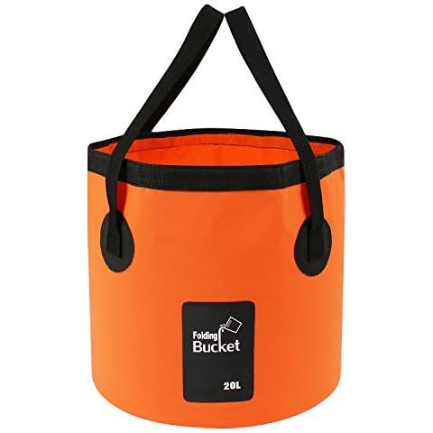 iGreely Folding Bucket - Foldable Camping Storage Container Collapsible Bucket 12L 15L 20L Portable Lightweight Pail for Camping Traveling Hiking Fishing Boating and Gardening (Orange(20L)) Cover