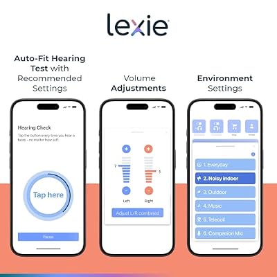 Lexie Lumen Self-Fitting OTC Hearing Aids - Bluetooth Enabled with Invisible Fit, Directional Microphones, Smartphone App Control, Replaceable Batteries, for Mild to Moderate Hearing Loss (Black)