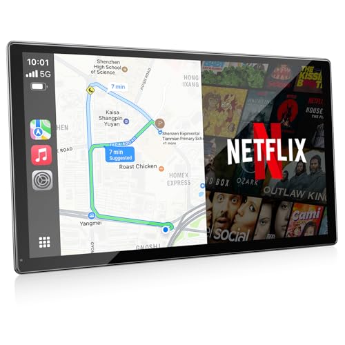 Volam 9' Écran Auto avec Netflix Youtube Compatible CarPlay & Android Auto, Pratique Caméra de...