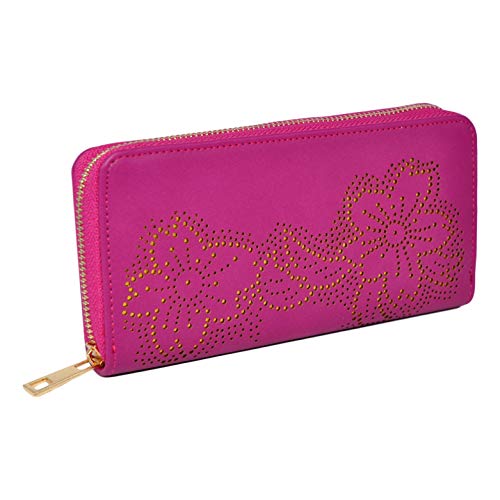 Billetera con diseño de flores, color rosa oscuro Cover