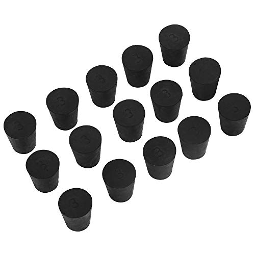Bouchons en caoutchouc solides #3 noir pour flacons et tubes de laboratoire de 23mm