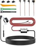 Dash Cam Hardwire Kit, USB-C Port 4m Hard Wiring Kit for Car Cam Car Charger Power Cord 12V/24V to 5V 2.5A Charger Cable with 4 Power Adapters 3 Fuses for Dashcam GPS etc