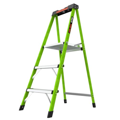 Little Giant Ultra Step Ladder with XL Platform, 3-Step Lightweight Foldable Non-Conductive Fiberglass, 300 Lbs. Capacity Type IA Extra Heavy Duty Ladder 8-Ft Max Reach