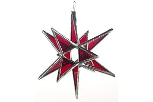 Stained Glass Red Moravian Star Tree Topper