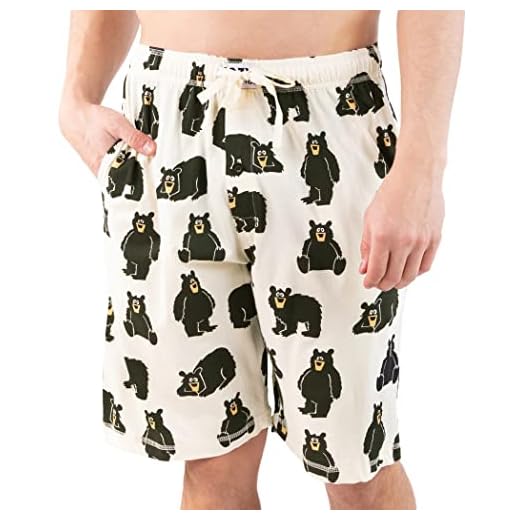 Lazy One Pajama Shorts for Men, Men's Pajama Bottoms, Sleepwear, Animal (Papa Bear, Medium)