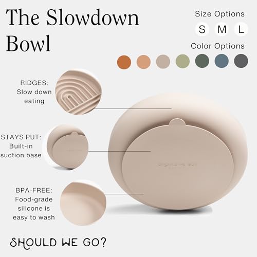 Should We Go? Slow Feeder for Dogs & Cats, The Slowdown Bowl Silicone Slow Eating Mealtime Solution with Modern Lick Mat Design, Reduces Gulping, Fits 1 Cup, 6” Across x 1.25” Tall, Small-Blush by Should We Go? - Image 3