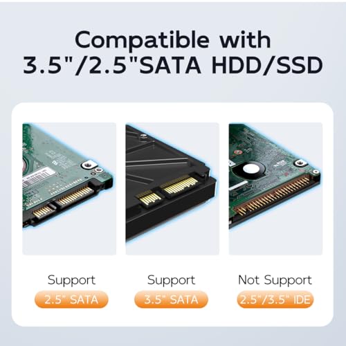 Image of MAIWO External Hard Drive Enclosure for 3.5 2.5 Inch SATA SSD HDD, 6Gbps USB 3.0 to SATA Drive Adapter Case Cable, with SD Card Storage + CD Box Reader, 24TB Capacity