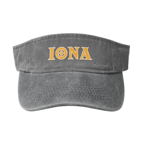 Iona College Washed Cowboy Empty Top Baseball Sun Cap Gray