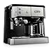 De'Longhi Kombikaffeemaschine BCO 421.S – Kaffeemaschine mit Espresso-Siebträger und Filterkaffee-Funktion inkl. Milchaufschäumdüse, Glaskanne & Wasserfilter-System, 1 l, Edelstahl/Schwarz, single