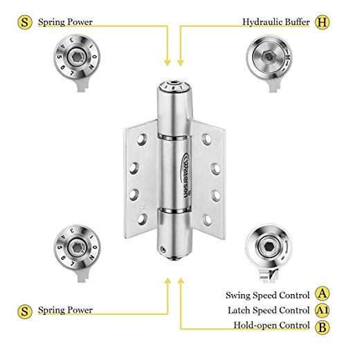 Waterson Heavy Duty Commercial Fully Adjustable Self-Closing Door Hinges 3-Pack 4" X 4" – K51M-400 (Sa,Sa,Sa1)-Black #TOP2