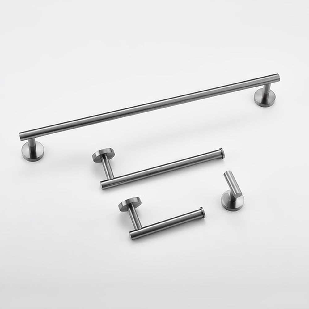 Porte-serviettes gris pistolet et set d'accessoires de bain haut de gamme