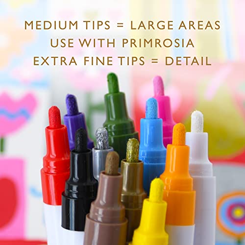 Primrosia 12 Essentials Acrylic Paint Pens Medium Tip Markers Set. Art Supplies For Diy Craft, Drawing, Ceramics, Coloring, Rock Painting, Calligraphy And Lettering #TOP2