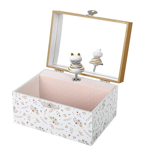 TROUSSELIER - Boite a Musique Enfant - Boite a Bijoux et Tresors Musicale Chat Lutin Petit Pois - Cadeau de naissance - Le Printemps de Vivaldi