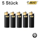 Bic Mini J25 Feuerzeug mit klassischem Zündstein in nur schwarz mit gold