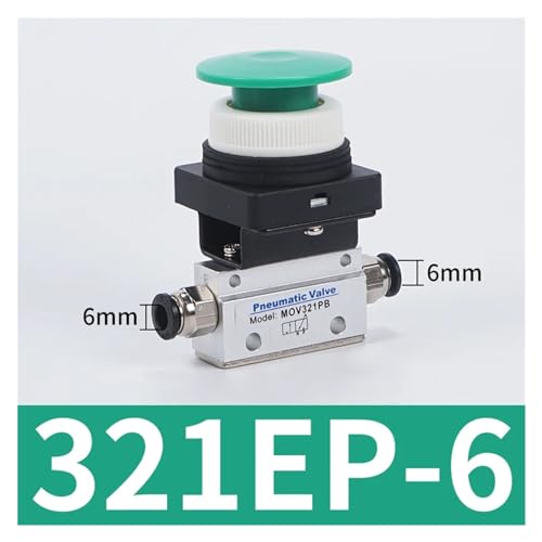 Vanne pneumatique 1/8" PT MOV-321EB à bouton champignon rouge