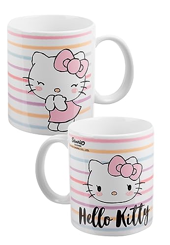 Hello Kitty - Taza (porcelana, 320 ml), diseño de rayas