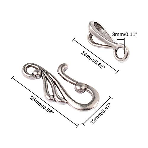 Chgcraft 120 Sets 6 Styles Tibetan Style Alloy S Hook Clasps Hook And Eye Toggle Cord Rope End Clasps Connector Beads For Bracelet Necklace Jewelry Making, Mixed Color #TOP1