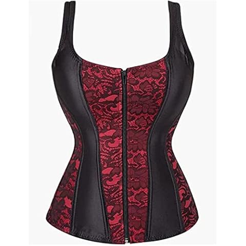 Corsets for Women Overbust Bustier Top Gothic Sexy Shoulder with Straps (Red,3XL) Cover