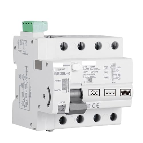 Reconectador automático GRD9L con RCD Tipo B 2P 63A y protección de 30mA