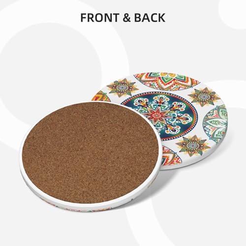 Dessous de verre en céramique géométrique mandala | Lot de 6