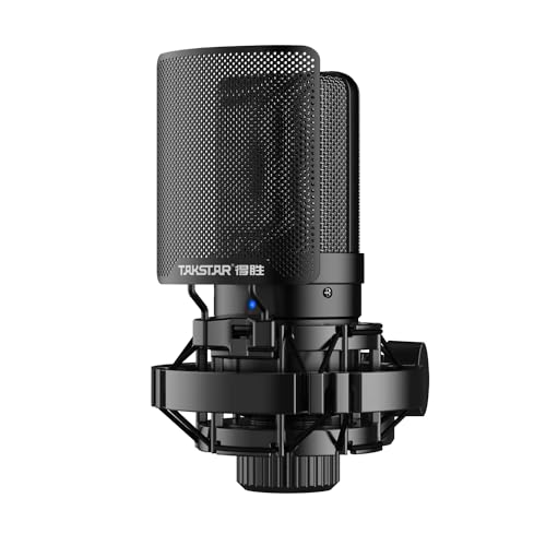 TAKSTAR Professional Recording Microphone, XLR 16mm Condenser Diaphragm Microphone with Anti-Vibration Mount, POP Filter for Vocal, Instruments, Stage, Streaming, Gaming, Video Dubbing, SM-8B II