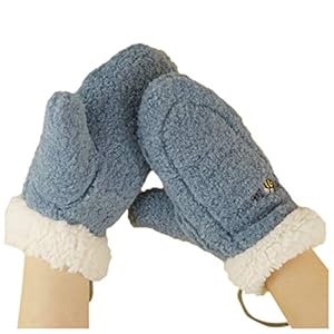 Chensiyu Winter Fäustlinge Blau Plüschrand Damen