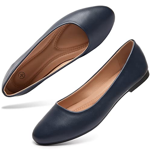 hash bubbie Women's Flats Shoes Ballet Flats Dress Shoes Comfortable PU Leather Slip on Shoes for Women(Navy.US10) by hash bubbie - Used condition - US$16.39