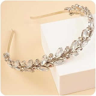 Wedding Bridal Opal Crystal Hair Crown Silver Tiara Accessories for Women Girls Dressy Handmade Jewelry