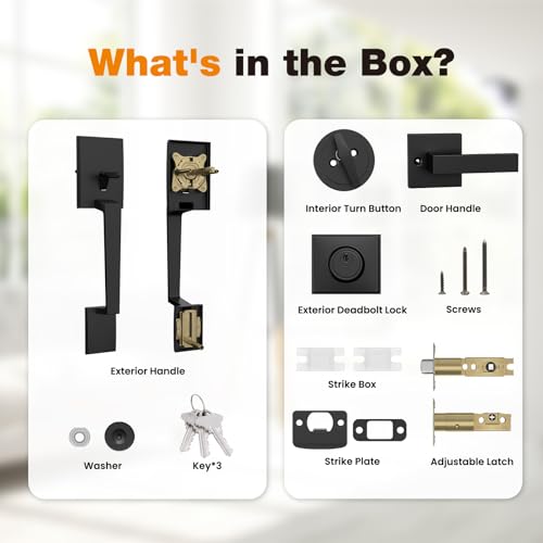 HOSOM Front Door Lock Set Black Front Door Handle with Deadbolt and Lever Set Exterior Door Handle Set with Single Cylinder Deadbolt Entry Door Locksets for Right&Left Handed, Matte Black by HOSOM - Image 4