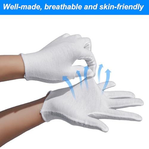 6 Paar Baumwollhandschuhe Weiße, Weich Schutzhandschuhe für trockene Hände Feuchtigkeitspflege SPA Handpflege Handschuhe Baumwolle(weiß)