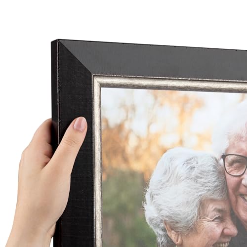 ArtToFrames 22x36 Inch Brown Picture Frame, This 1.8800 Inch Custom Poster Frame is Mahogany With Silver Lip - Comes with Acrylic and Corrugated Backing (2WOMD11124-22x36)