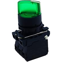 Waterproof Illuminated Selector Switch Rotary Switch Nob Switch Two Or Three Position SB5 LA68S XB5 A124B5 with Integral LED - Color Green/Voltage 110V/ Standard 2 Fixed P. 2 NO