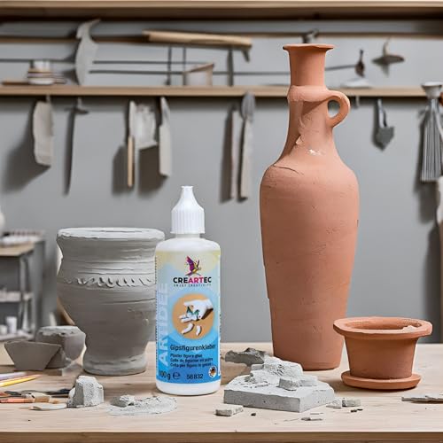 CREARTEC Gipsfiguren Kleber – 100 g- zum Verkleben und Reparieren von Gegenständen aus Gieß & Modelliermasse,Porzellan,Steingut,Zement und Terracotta – Einfärbbar - hohe Festigkeit – Made in Germany