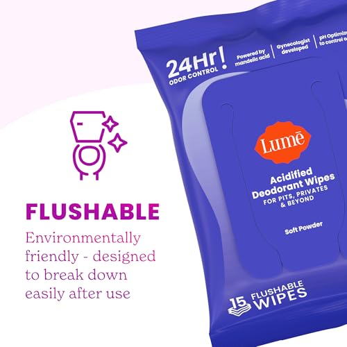 Image of Lume Acidified Deodorant Wipes - 15 ct, 3 pk (Soft Powder)