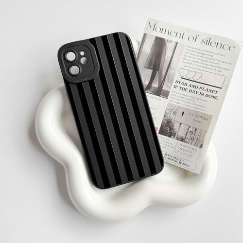NITITOP Compatible with iPhone 11 Case Cute Stylish Line Stripe Pattern Design for Women Girls Soft TPU Shockproof Full Camera Protective Phone Cover - Black by NITITOP - Image 5