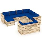 Chusui 10-TLG. Garten-Lounge-Set mit Kissen, Balkon Möbel, Gartensofa, Balkonmöbel Set, Terrassenmöbel, Gartenlounge Outdoor, Lounge Garten, Sitzlounge, Sitzecke Balkon, Grün Imprägniertes Holz