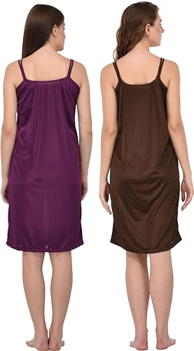 Image of You Forever Women Sexy Satin Striped Solid Above Knee Length Nighty, Loungewear, Nightwear, Sleepwear, Home Wear Short Nighty for Women Pack of 2