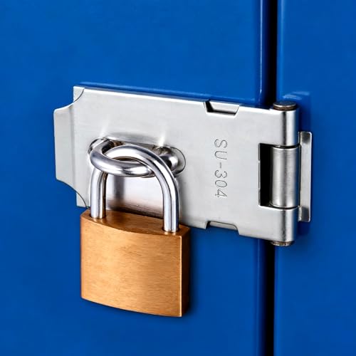 Image of 10 PCS 3 Inch Padlock Hasp Latch, Stainless Steel Padlock Hasp, Heavy Duty Security Hasp with 90 Pcs Mounting Screws, Door Locks Hasp Latch for Doors and Cabinets